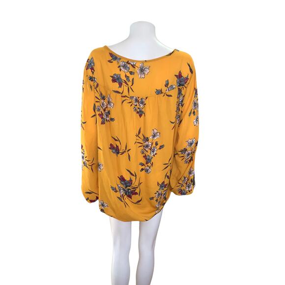 Torrid Yellow Mustard Floral Print Dressy Blouse 2 - Picture 3 of 5